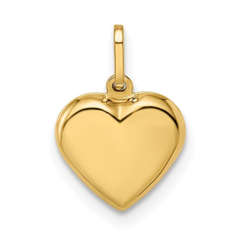 14k Yellow Gold 3 D Puffed Heart Pendant Charm for Women